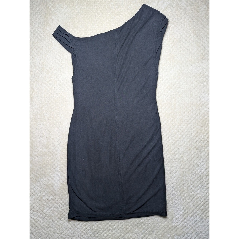 Free People‎ One Shoulder Dress Womens Small S Black Ribbed Knit Bodycon Mini